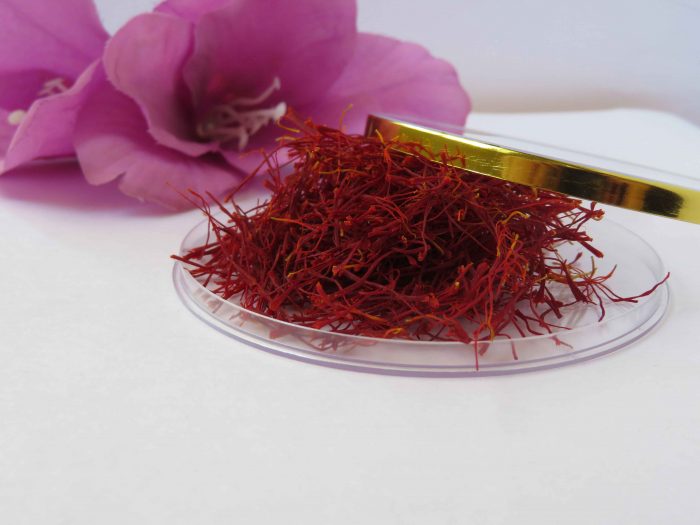 زعفران ممتاز با ظرف گرد